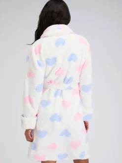 Boux Avenue Robe de chambre mi-longue duveteuse à cœur bouclé