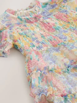 Laura Ashley Robe smockée à volants Discount