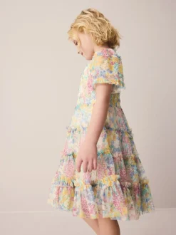 Laura Ashley Robe smockée à volants Discount