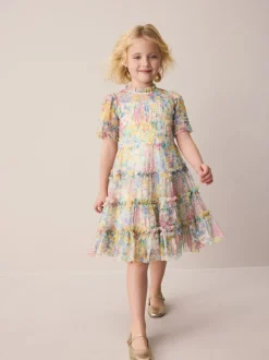 Laura Ashley Robe smockée à volants Discount