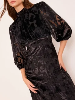 Lipsy Robe mi-longue Devore Velvet à manches bouffantes Outlet