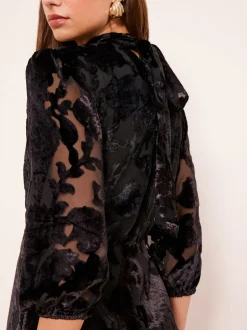 Lipsy Robe mi-longue Devore Velvet à manches bouffantes Outlet