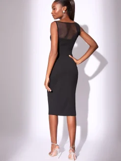 Lipsy Robe mi-longue Mesh Mix sans manches Bodycon Hot