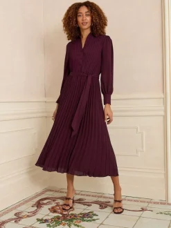 Love & Roses Robe mi-longue plissée Online