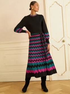 Love & Roses Robe mi-longue en maille festonnée Best