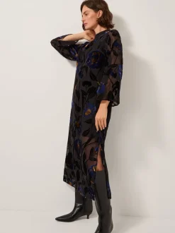 Monsoon Robe mi-longue Giselle transparente Fleuri Devoré Hot