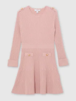 Reiss Robe patineuse Charlotte en maille côtelée Sale