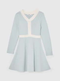 Reiss Robe Alma en maille côtelée à surpiqûres Hot