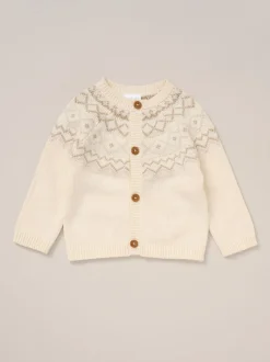 Rock-A-Bye Baby Boutique Ensemble Cardigans blanc et Pantalons à pieds en maille à Motif Fair Isle Hot