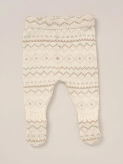 Rock-A-Bye Baby Boutique Ensemble Cardigans blanc et Pantalons à pieds en maille à Motif Fair Isle Hot