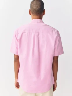 Next - Ajustement régulier - Chemise Oxford à manches courtes Rose Clearance