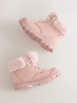 Next Rose - Bottes doublées de fausse fourrure à lacets Online