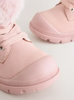 Next Rose - Bottes doublées de fausse fourrure à lacets Online