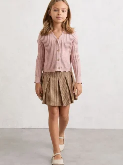Reiss Rose - Cardigan Seren en maille côtelée de pointelle Outlet