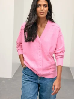 Next - Cardigan ultra-doux à col en V avec poches Rose Sale