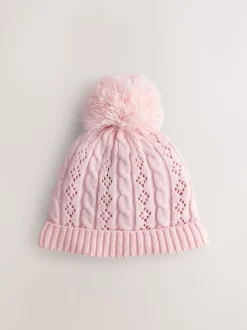 Next Rose - Chapeau à pompons en maille torsadée pointelle (0mois-2ans) Online