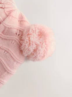 Next Rose - Chapeau de trappeur à double pompon en pointelle pour bébé (0mois2ans) Hot