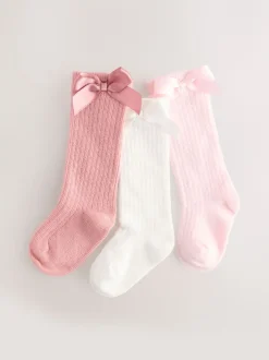 Next Rose - Chaussettes bébé à hauteur genou 3 Lot de (0mois -2ans) Outlet