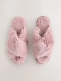 Next Rose - Chaussons à enfiler en fausse fourrure