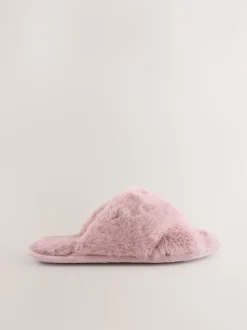 Next Rose - Chaussons à enfiler en fausse fourrure