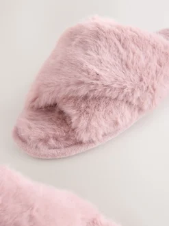 Next Rose - Chaussons à enfiler en fausse fourrure