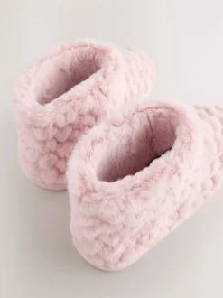 Next Rose - Chaussons chaussons cœur en fausse fourrure
