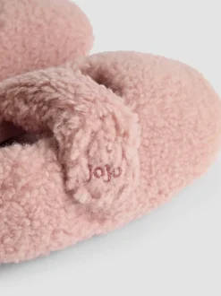 Jojo Maman Bébé Rose - Chaussons Ballerines en velours à nœud Clearance