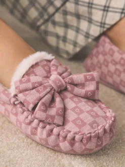 Next Rose - Chaussons mocassins à carreaux cœur