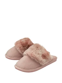 Dunlop Rose - Chaussons mules en fausse fourrure Ladies à bout fermé Hot