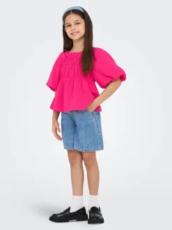 ONLY KIDS Rose - Chemisier texturé à manches courtes et manches bouffantes