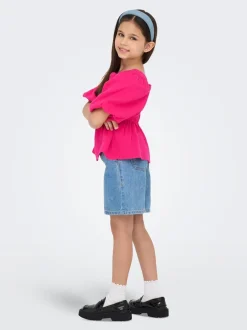 ONLY KIDS Rose - Chemisier texturé à manches courtes et manches bouffantes