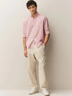 Next Rose - Col Classique - Chemises longues Blend de lin de coton New