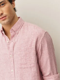 Next Rose - Col Classique - Chemises longues Blend de lin de coton New