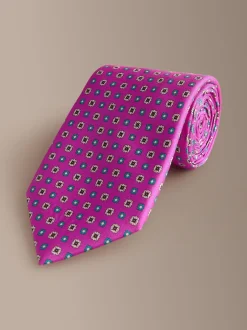 Next - Cravate géométrique en soie Signature italienne Rose Outlet