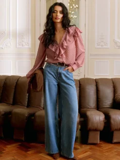 Lipsy Rose - Volants Dobby Blouse Hot