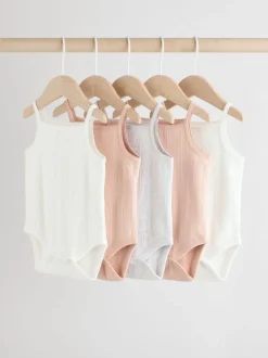 Next Rose - Lot de 5 bodys débardeurs en maille pointelle pour bébé Outlet