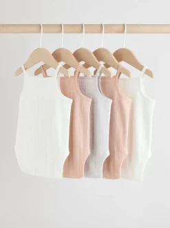 Next Rose - Lot de 5 bodys débardeurs en maille pointelle pour bébé Outlet