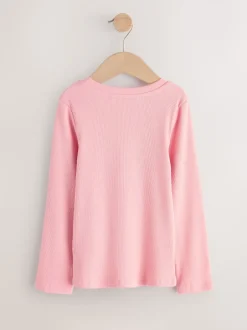 Next - Lot de 3 Hauts à manches longues côtelés (3-16ans) Rose Hot