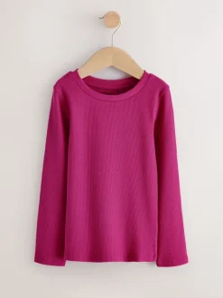 Next - Lot de 3 Hauts à manches longues côtelés (3-16ans) Rose Hot