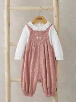 Rose - Mamas & Papas Ensemble salopette et body rose 100% coton effet froissé Online