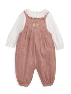 Rose - Mamas & Papas Ensemble salopette et body rose 100% coton effet froissé Online