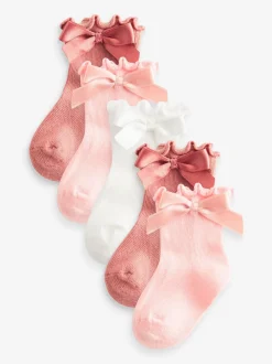Next Rose - Nœud Bébé Chaussettes 5 Lot (0mths-2yrs) Sale