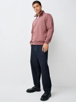 Next - Quart de zip - Sweat-shirt en jersey riche en coton Rose Online