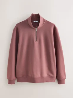 Next - Quart de zip - Sweat-shirt en jersey riche en coton Rose Online