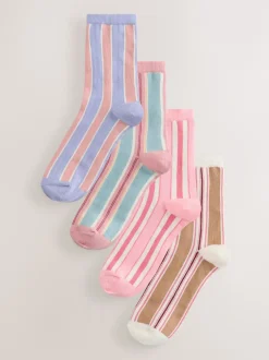 Next Rose à rayures multicolores - Paquet de chaussettes de cheville 4 Online