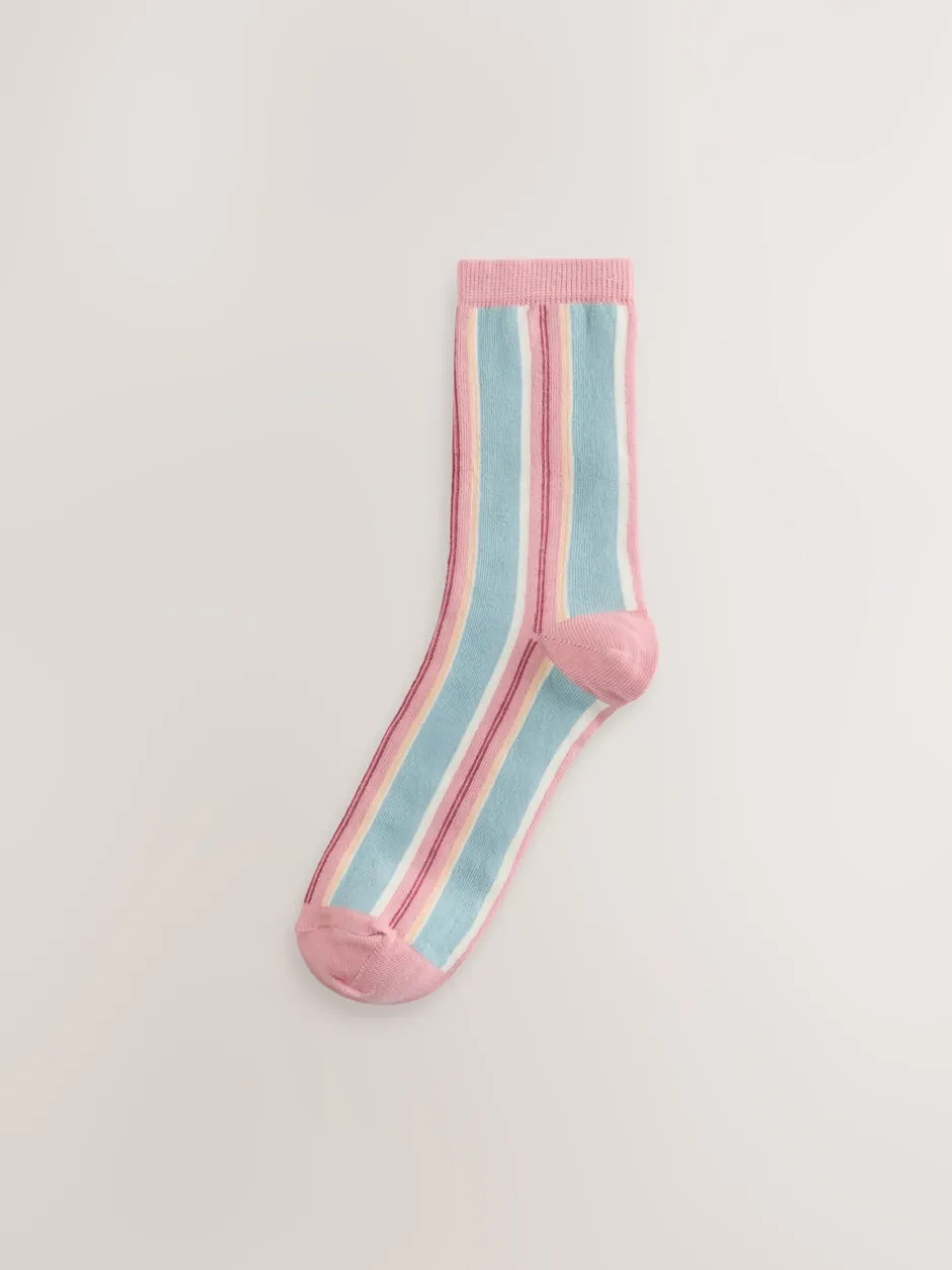 Next Rose à rayures multicolores - Paquet de chaussettes de cheville 4 Online