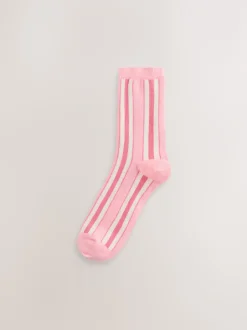 Next Rose à rayures multicolores - Paquet de chaussettes de cheville 4 Online