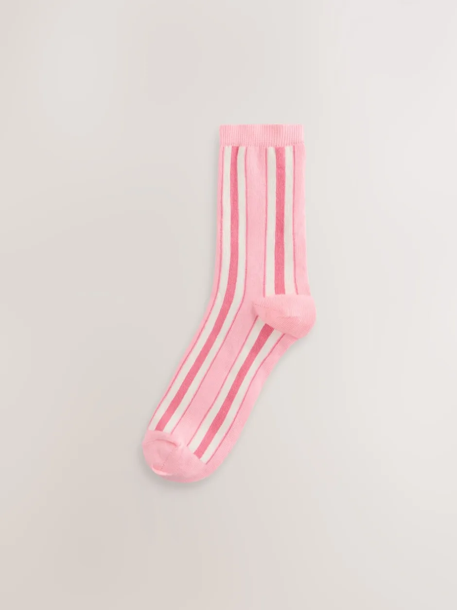 Next Rose à rayures multicolores - Paquet de chaussettes de cheville 4 Online