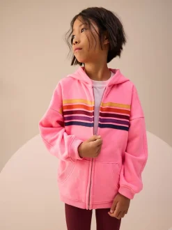 Next - Sweat à capuche zippé (3-16ans) Rose à rayures multicolores Sale