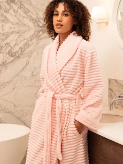 Cyberjammies Rose - Robe de chambre rayée en peau de phoque molletonnée Hot